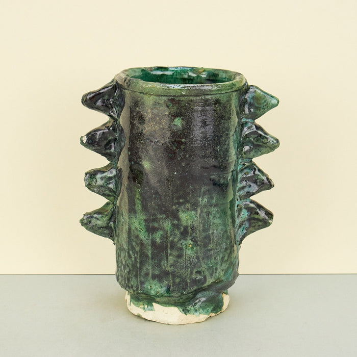 Moroccan Green Tamegroute Spike Detail Vases