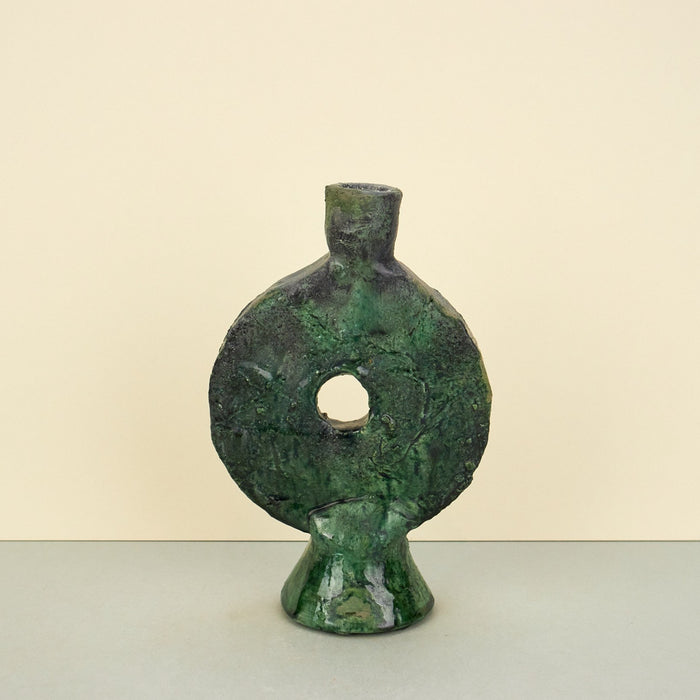 Moroccan Green Tamegroute Small Round Candle Holder