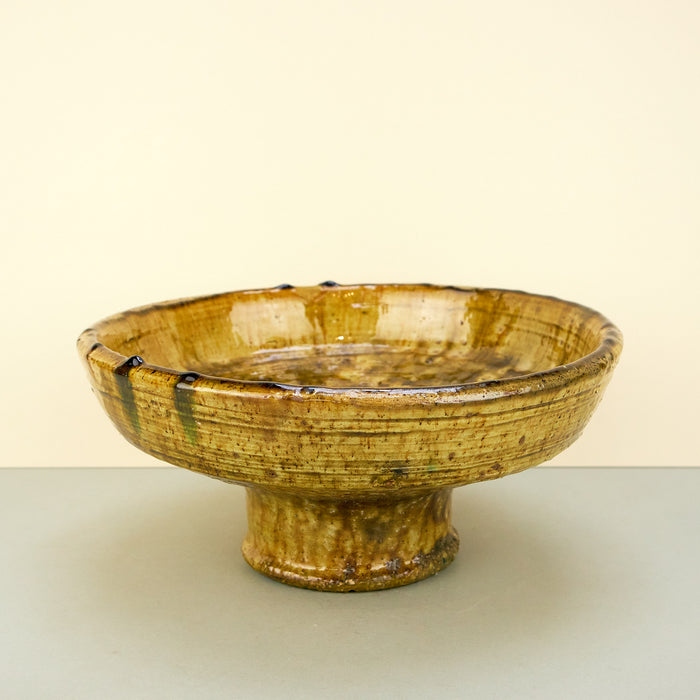 Moroccan Olive Tamegroute Serving Bowls on Stand
