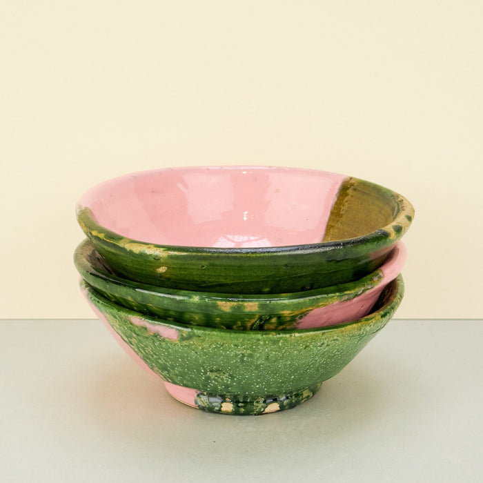 Moroccan Pink/Green Tamegroute Small Serving Bowls