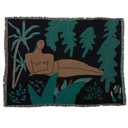 jungle blanket wall hanging of nude woman in the jungle. 