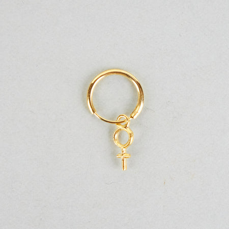 mini gold hoop earring with pendant 