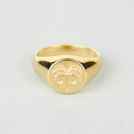 Palm signet ring, hand-cast from solid sterling Silver which has then been gold-plated