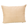 Handwoven wool cushion with cotton hand embroidery on a soft peachy/pink base, designed by LRNCE and made in Morocco. LRNCE is a Marrakesh-based lifestyle brand founded in 2013 by Belgian designer Laurence Leenaert. Comes with a cushion filling insert. back of cushion is beige. 
