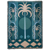 wall hanging blanked with abstract plants and trees in muted colurs