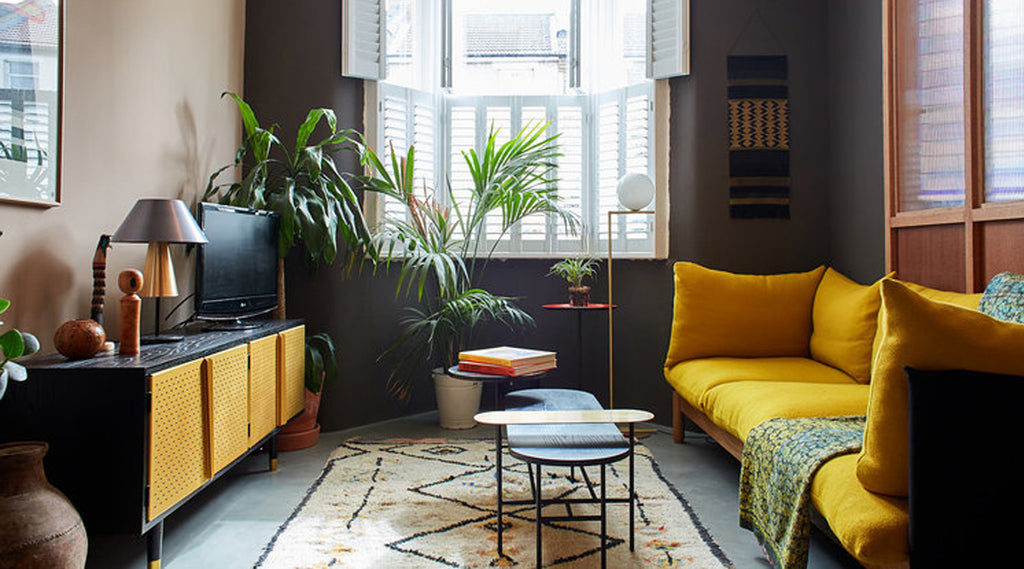 walthamstow victoria terrace styled by a new tribe yellow couch