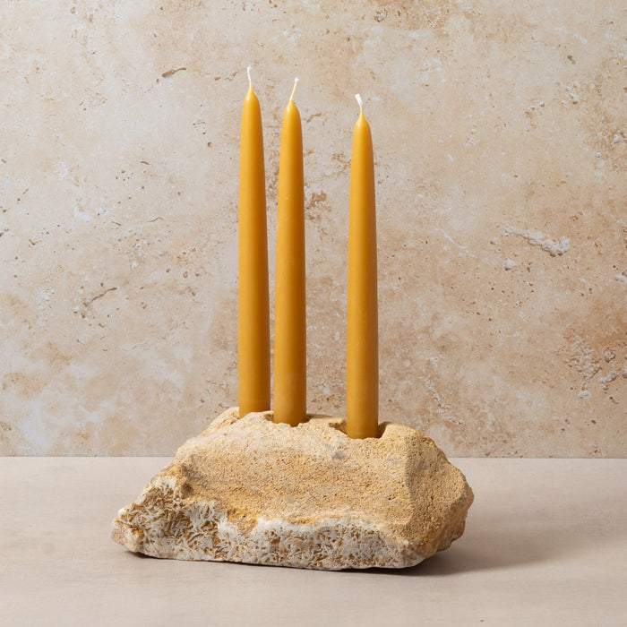 Carved Stone Candle Holder - Triple