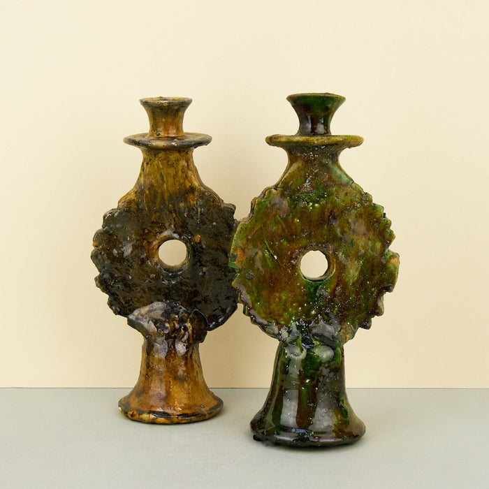 Moroccan Tamegroute Candle Holders with Spike Edge