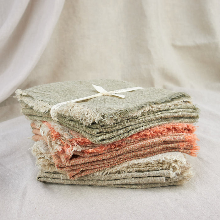 Textured Linen Napkin Set - Carrot