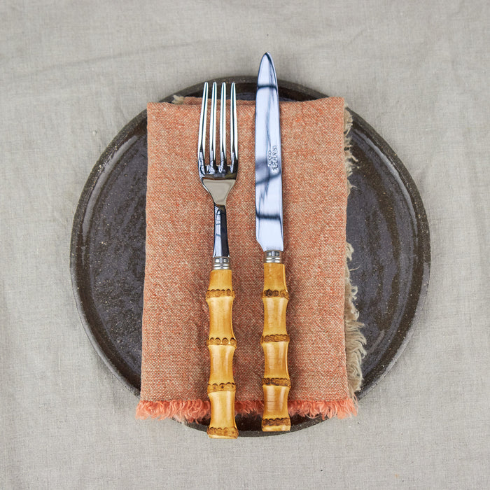 Textured Linen Napkin Set - Carrot