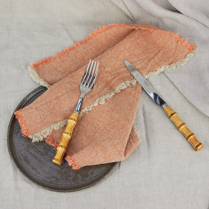 Textured Linen Napkin Set - Carrot