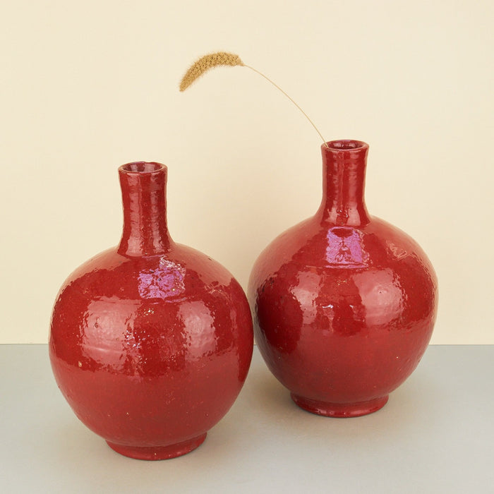 Moroccan Round Red Vases