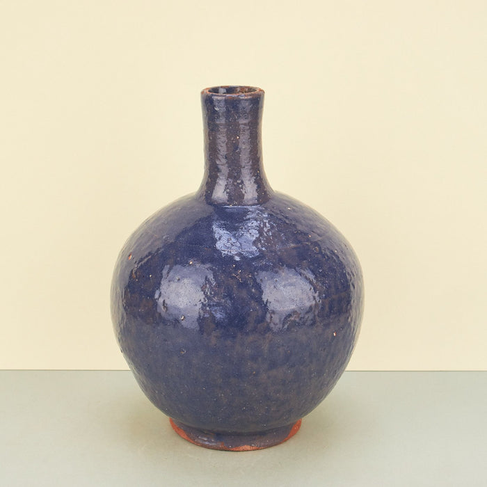 Moroccan Round Mottled Blue Vases