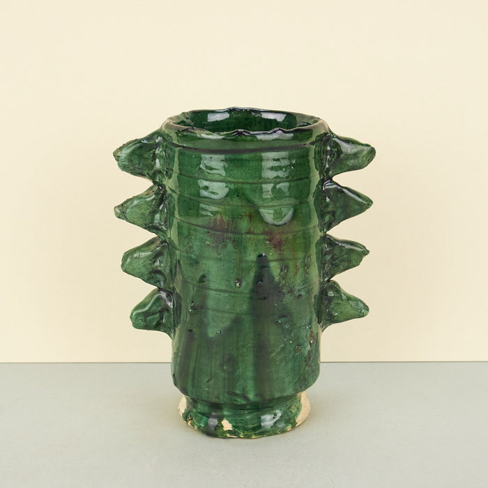 Moroccan Green Tamegroute Spike Detail Vases