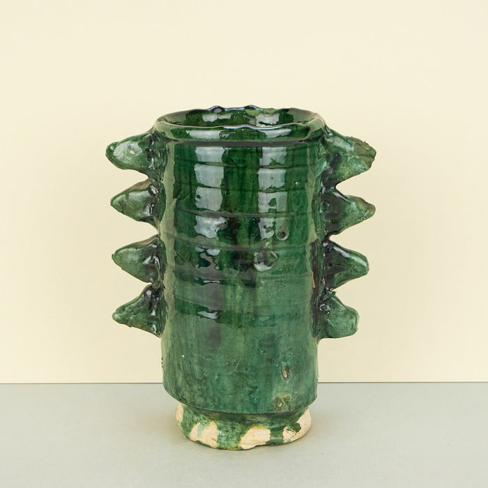 Moroccan Green Tamegroute Spike Detail Vases