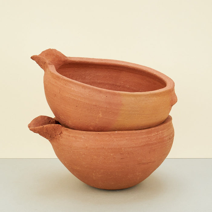 Moroccan Terracotta Sculptural Bowl with Spout