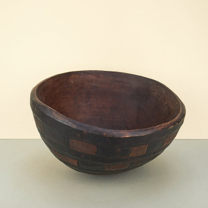 Wooden Bowl with Grid Markings