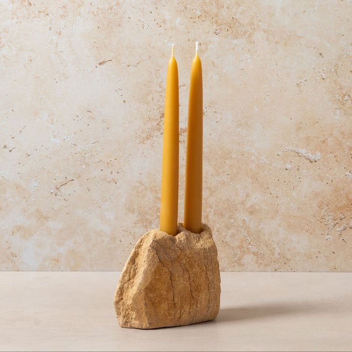 Carved Stone Candle Holder - Double