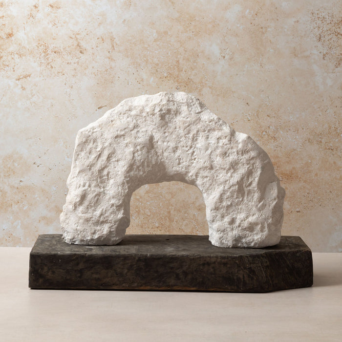 'Durdle Door' Large Carved Stone Sculpture with Wood Base