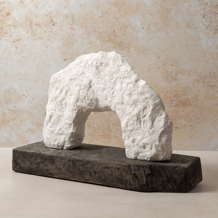 'Durdle Door' Large Carved Stone Sculpture with Wood Base