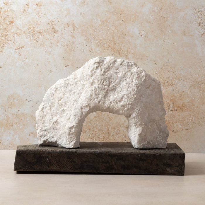 'Durdle Door' Large Carved Stone Sculpture with Wood Base