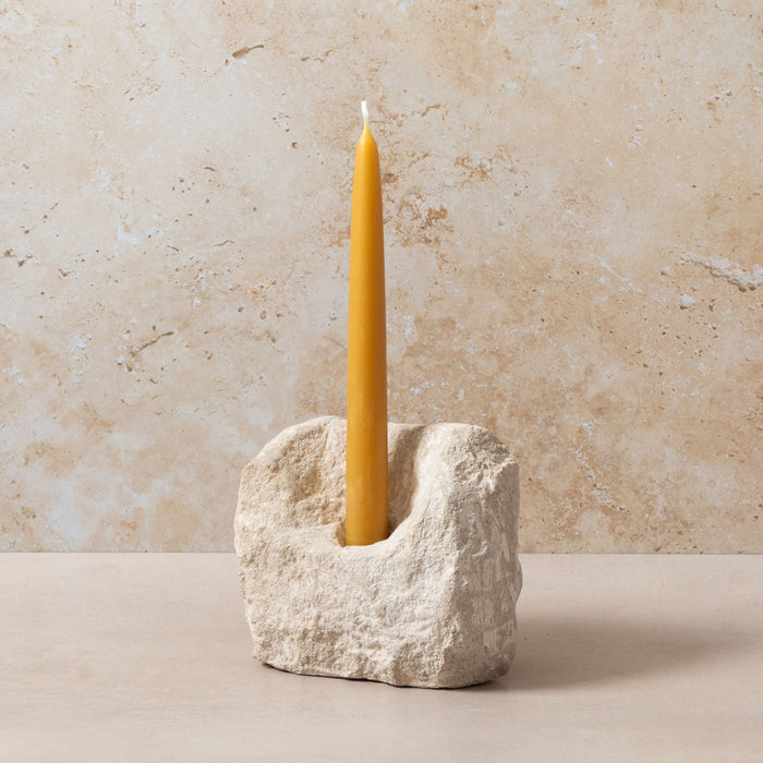Carved Stone Candle Holder - Large Single