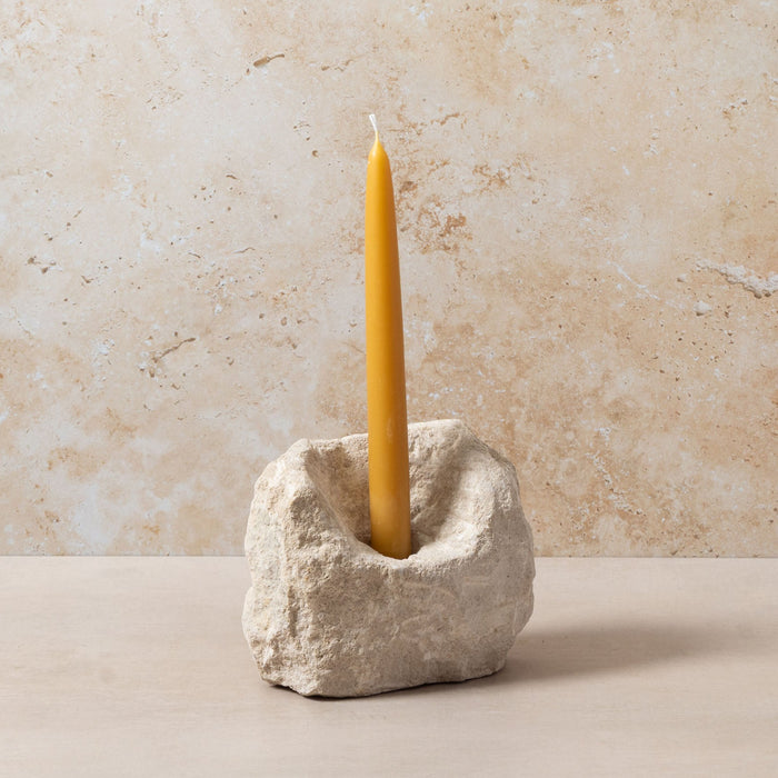 Carved Stone Candle Holder - Large Single