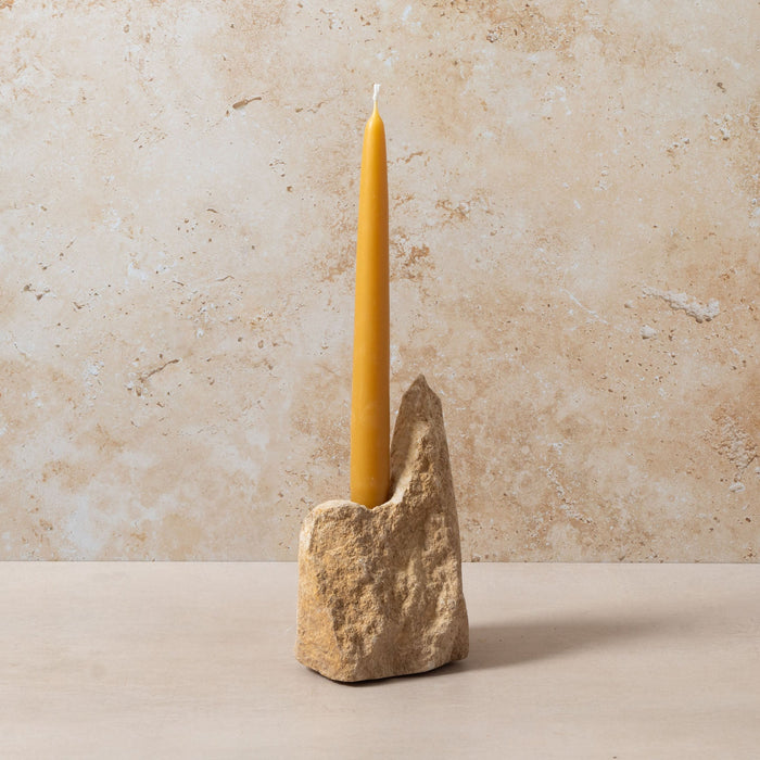 Carved Stone Candle Holder - Tall Single