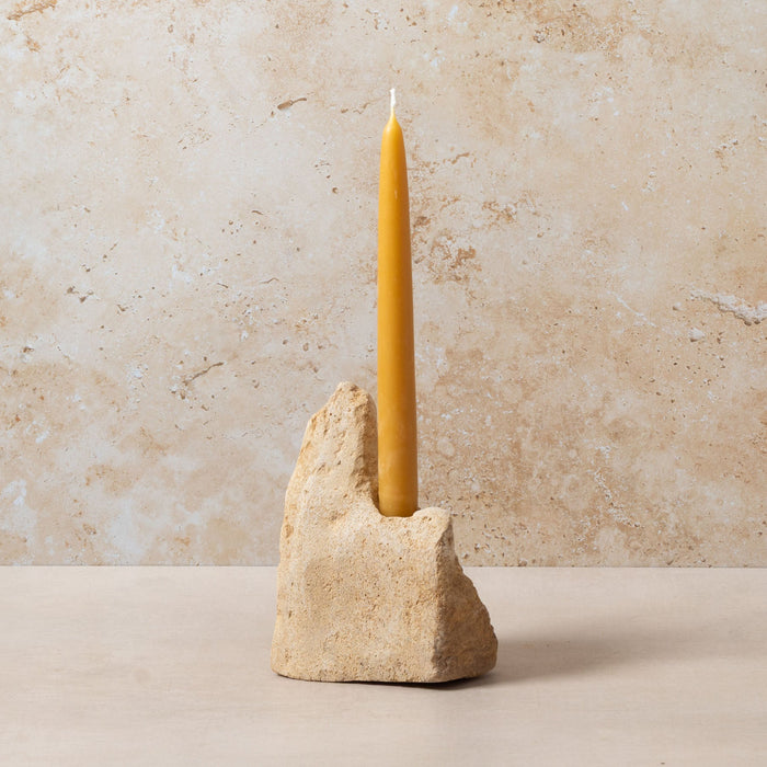 Carved Stone Candle Holder - Tall Single