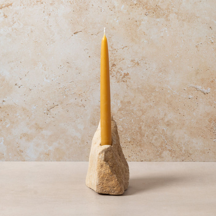 Carved Stone Candle Holder - Tall Single