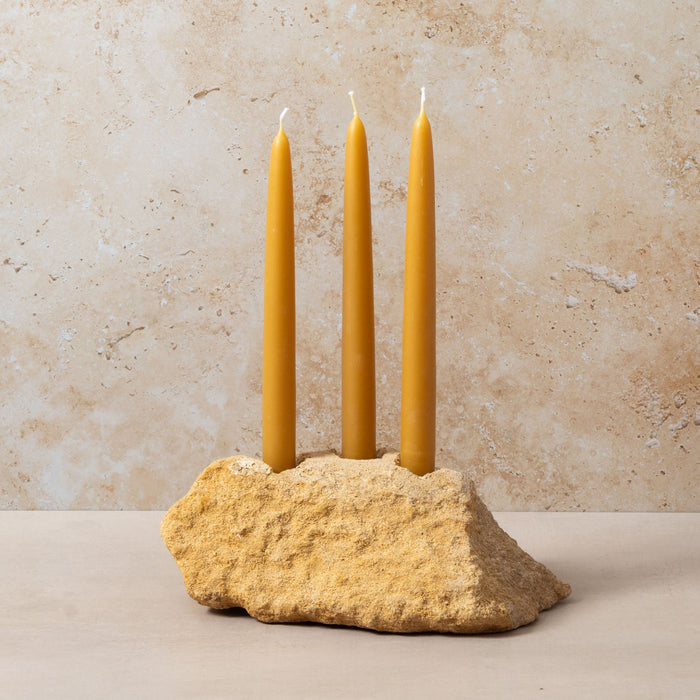 Carved Stone Candle Holder - Triple