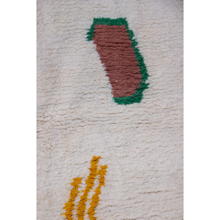 BFGF x A New Tribe Moroccan Berber cream wool rug featuring playful fruit design.