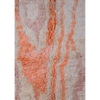 Moroccan Berber Boujad wool hand-knotted rug with abstract design in cream, pink and orange with brown.