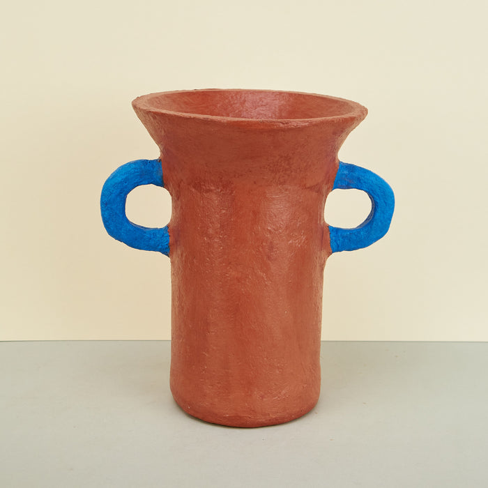 Terracotta/Blue Large 'Bamba' Vase with Handles