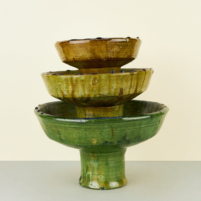 Moroccan Olive Tamegroute Bowls on Stand