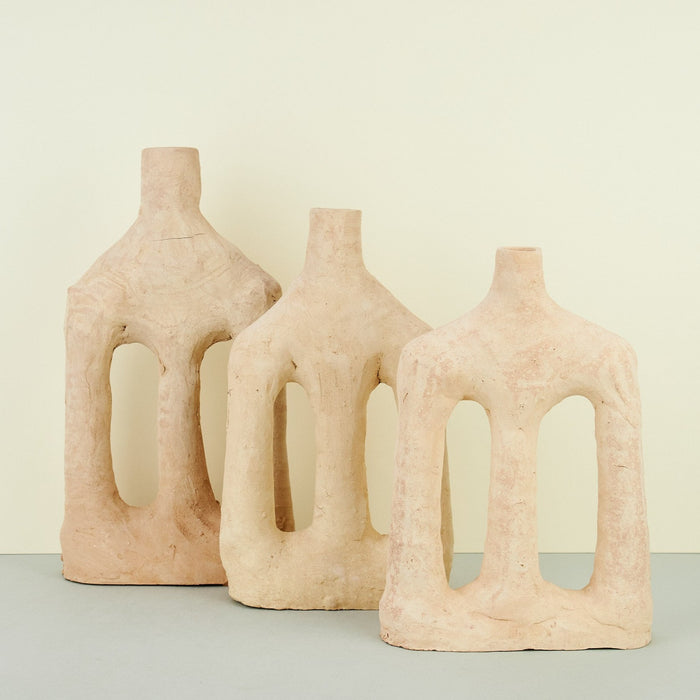 Natural Tamegroute Triple-Arm Vases