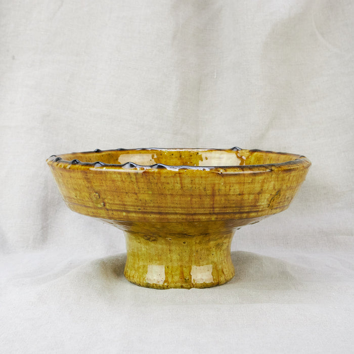 Moroccan Olive Tamegroute Serving/Fruit Bowls on Stand