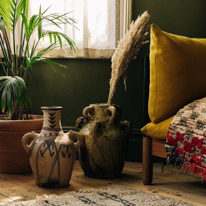 Moroccan Sculptural XL Vase with Handle Detail