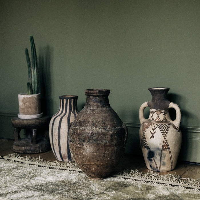Moroccan Rif Pottery XL Tall Vase with Handles