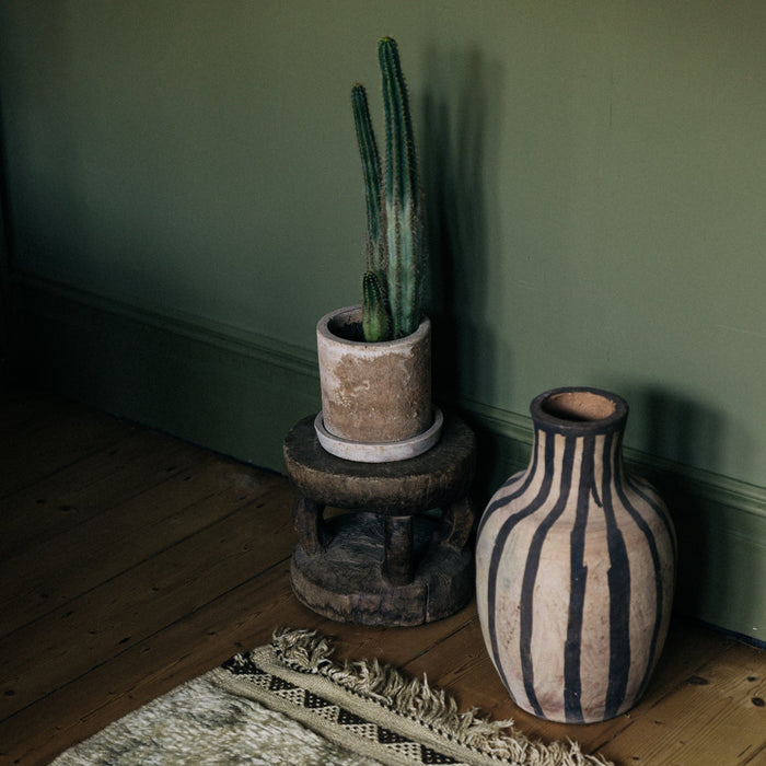 Moroccan Pottery XL Tall Stripe Vase