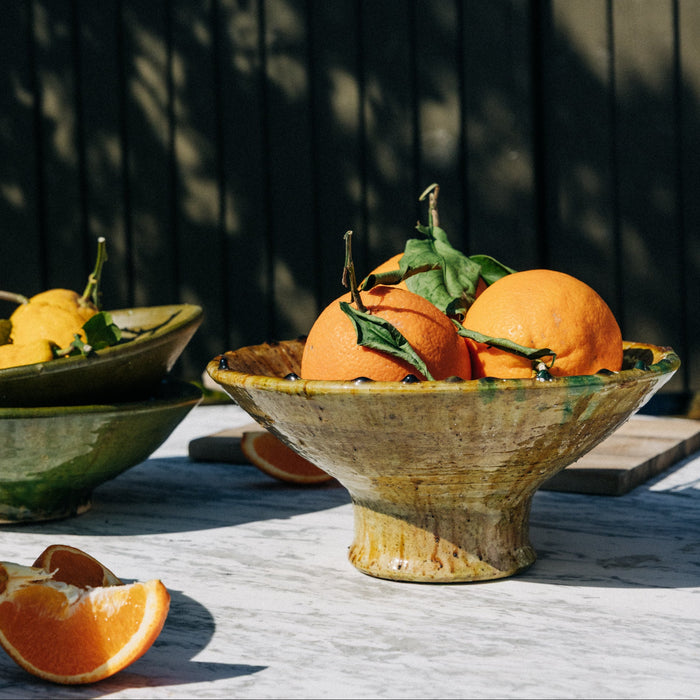 Moroccan Olive Tamegroute Angular Bowls on Stand
