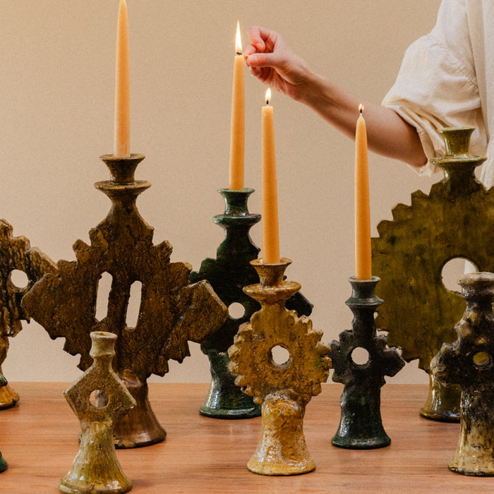 Tamegroute Small/Medium Olive Round Candle Holders
