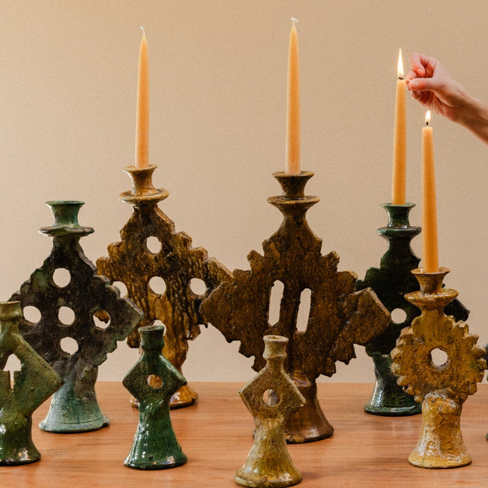 Tamegroute Large Olive Candle Holder - Five Dots