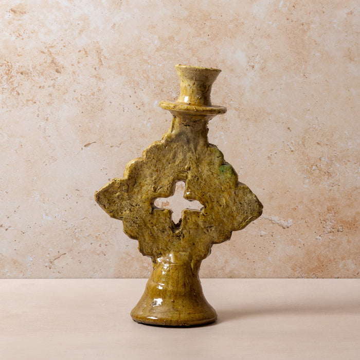 Tamegroute Green M/L Candle Holders - Cross Design