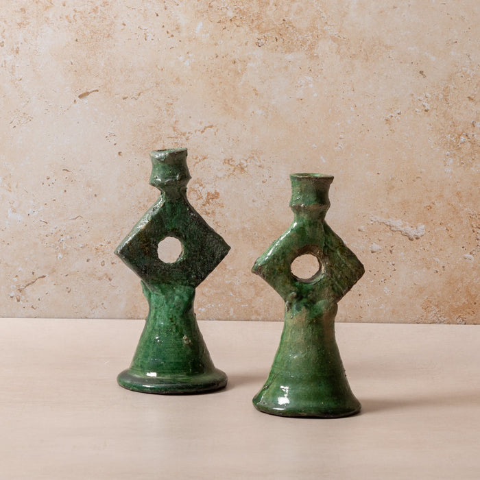 Tamegroute Mini Green Diamond Candle Holders
