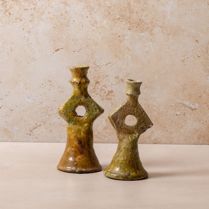 Tamegroute Mini Olive Diamond Candle Holders