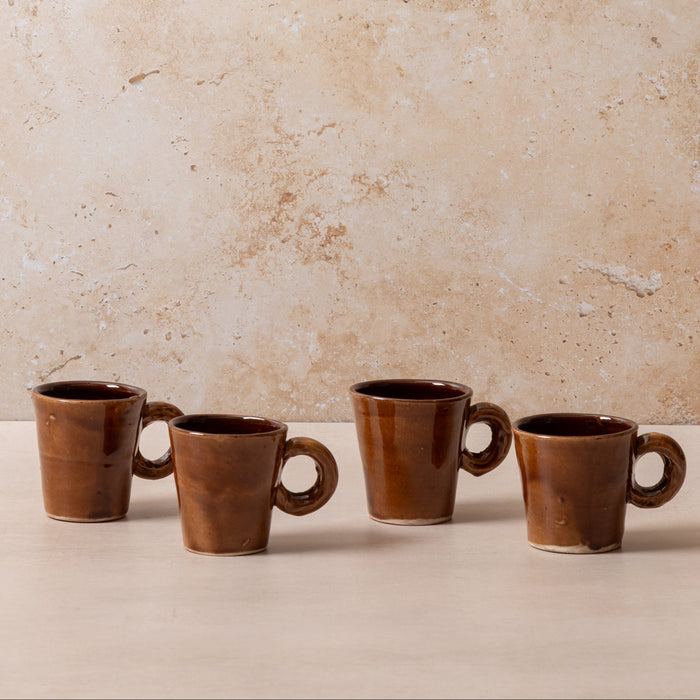 Moroccan Brown Glazed Espresso Cup - Tapered