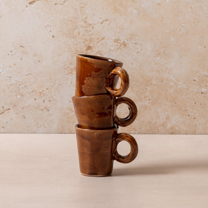 Moroccan Brown Glazed Espresso Cup - Tapered