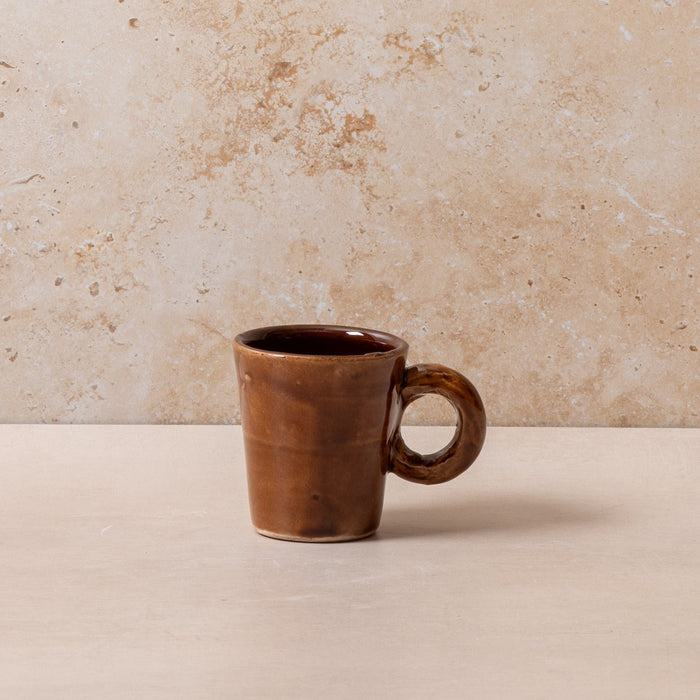 Moroccan Brown Glazed Espresso Cup - Tapered