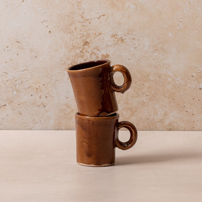 Moroccan Brown Glazed Espresso Cup - Straight